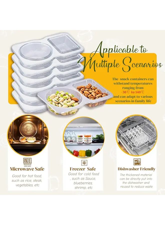 Clear 20 Pack Reusable Plastic Snack Containers With Lids 2 Compartment Lunch Box For Portion Control - Image 2